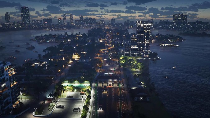 霓虹色调未来都市夜景壁纸,抽象化建筑群与流动车灯轨迹,背景含动态柔焦云雾