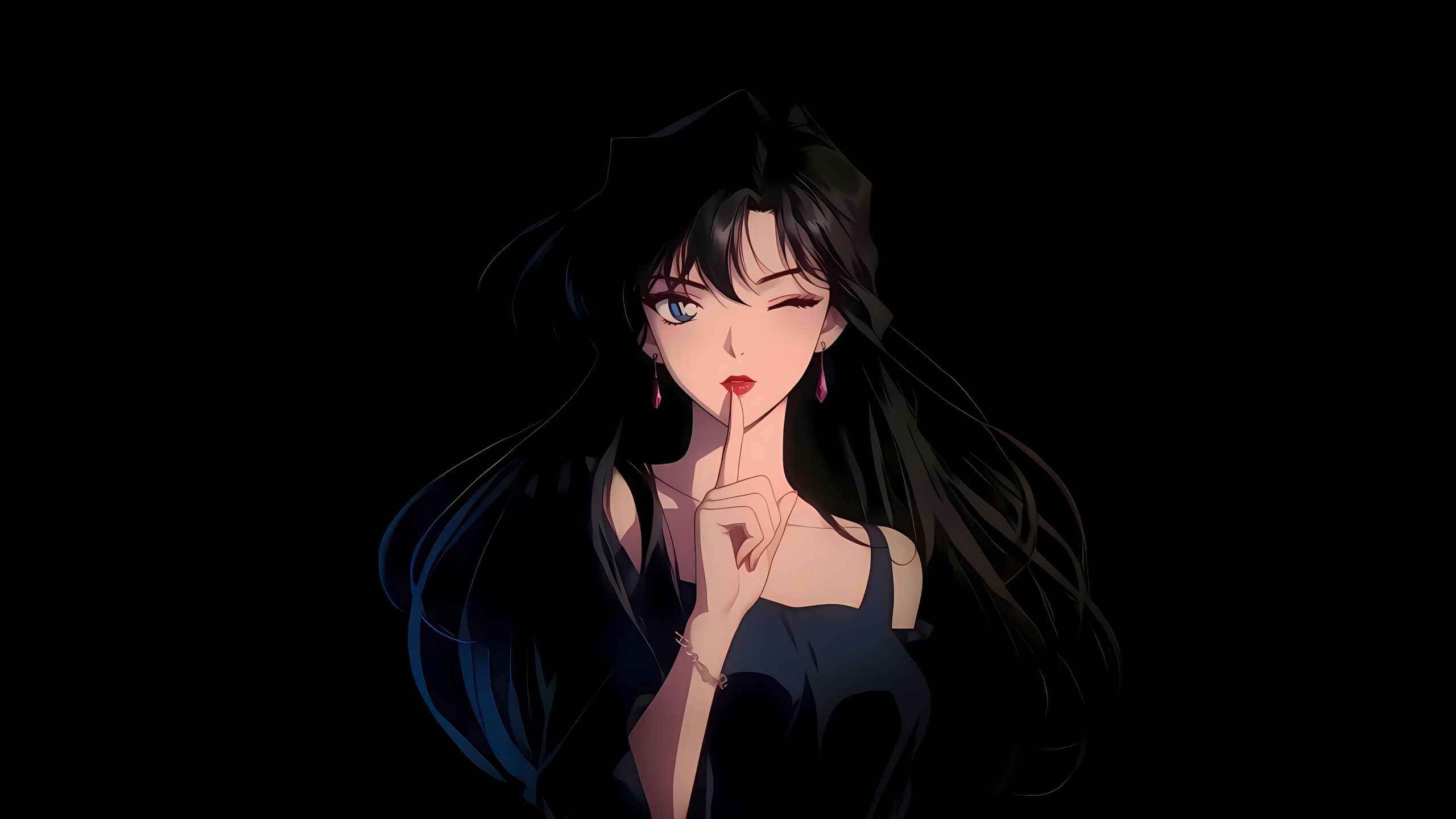 暗调靛蓝发丝艺术壁纸|静音手势三重景深